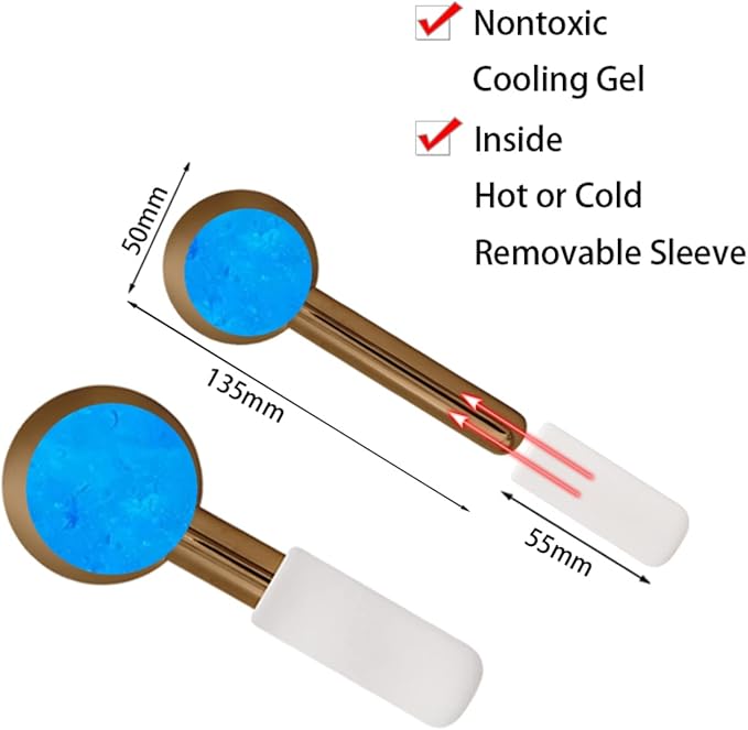 Facial Ice Globes and Roller, Cooling Massager for Face, Eyes and Neck, Cryotherapy Treatment for Puffiness, Dark Circles and Wrinkles (Rose)