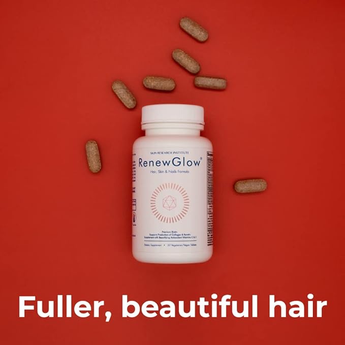 Renewglow Hair Supplement, Proven to Promote Healthy Hair Growth Supports Thicker, Fuller Hair and Healthier Skin, Ages 35 and Up