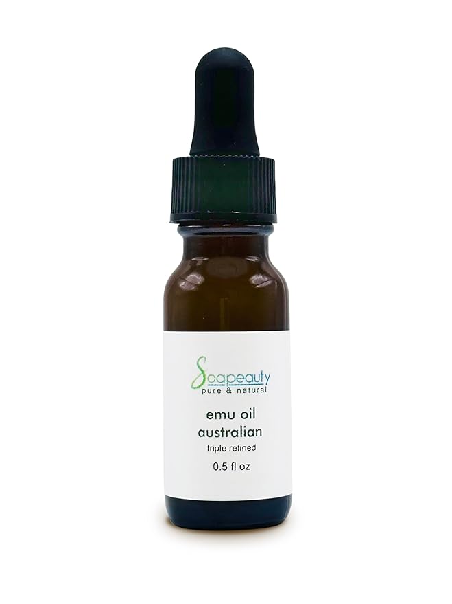 Australian Emu Oil | Triple Refined | 100% Pure & Natural Moisturizer for Skin & Hair Growth, Strengthener for Sensitive Skin, Body Oil | Glass Dropper 0.5 fl oz