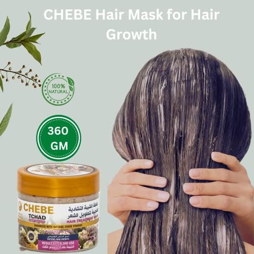 Hair Treatment Mask with Chebe Powder - Natural Hair Growth and Repair Formula - Moisturizing Mask for Dry, Damaged Hair (12.7 Ounce)