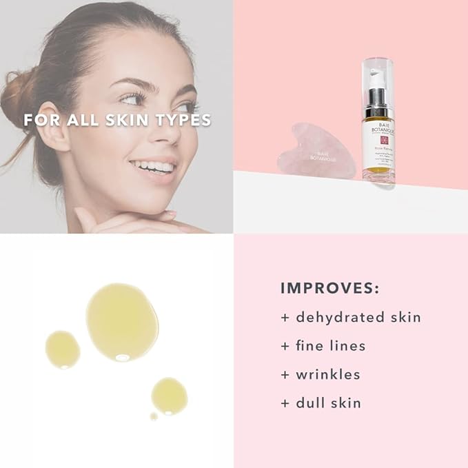 Baie Botanique Anti-Aging Facial Oil 30ml - Rose Absolute, Camelia, Borage, Evening Primrose, Abyssinian & Amla Oil - 100% Natural, 90% Organic