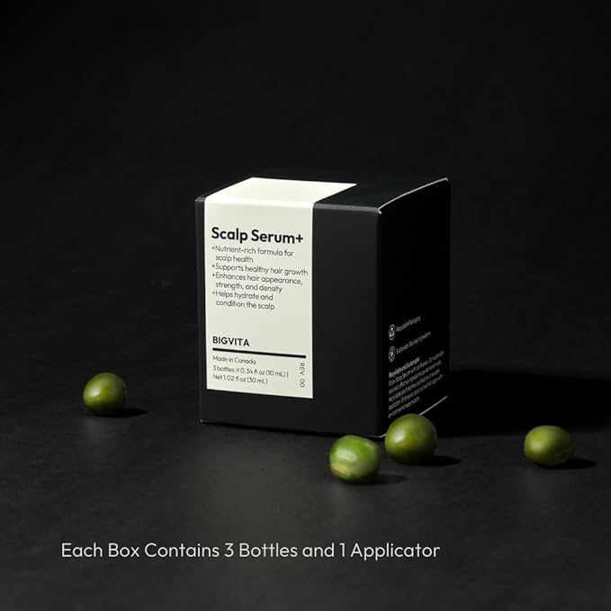 BIGVITA Scalp Serum + | Scalp Massager Applicator for Thicker, Fuller Hair | Hair Growth, Dry Scalp Relief | Biotin, AnaGain™, Centella & Natural Leaf Extracts | Soothes Itchy, Flaky Scalp