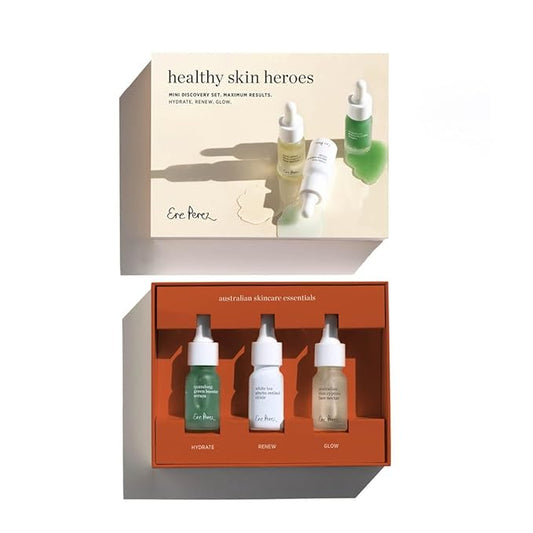 Ere Perez - Healthy Skin Heroes Kit Mini Discovery Set (Hydrate, Renew, Glow) | Vegan, Cruelty-Free, Clean Beauty (3-Piece Gift Set)