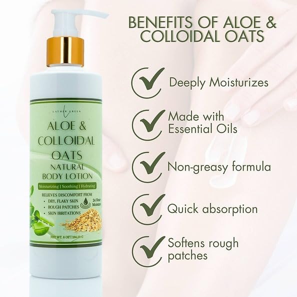 Aloe & Colloidal Oats Natural Body Lotion for Soothing Relief & Deep Hydration, 8 oz