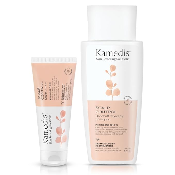 KAMEDIS Anti-Dandruff Therapy Shampoo & Botanical Moisturizer Over-Night Scalp Lotion - Medicated Head Treatment For Dry, Itchy, Flaky, Seborrheic Dermatitis and Sensitive Scalp. Parabens Free. (2pk)