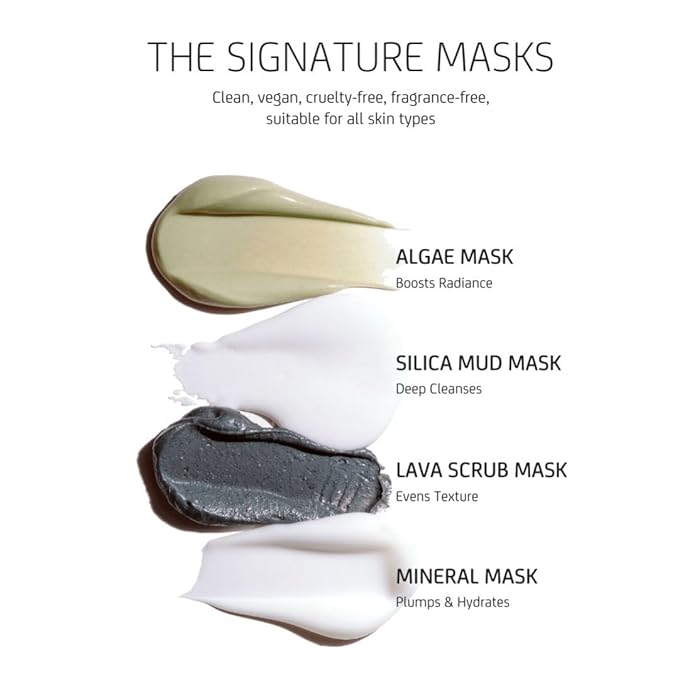 Blue Lagoon Signature Masks, Includes Facial Mask Targeting Hydration, Calmness, Exfoliation & Nourishment, Leaving Skin Glowing and Radiant, Full Size Set, 4pcs