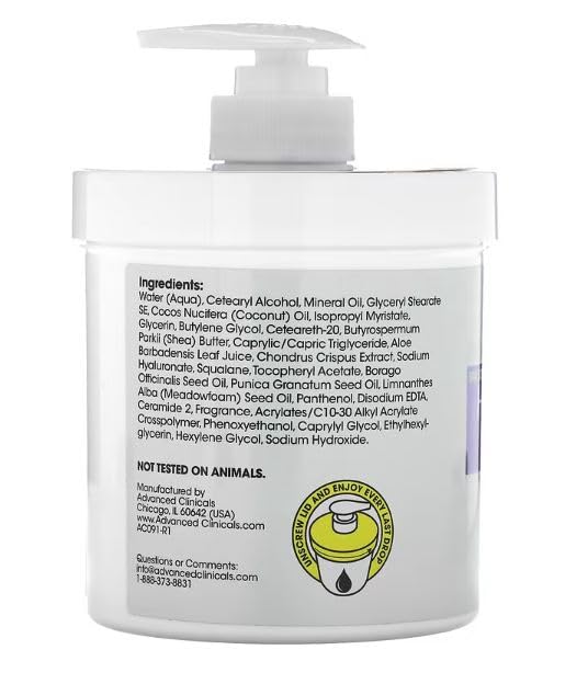 Advanced Clinicals Hyaluronic Acid Moisturizer Body Cream + Hyaluronic Acid Serum 2PC Skin Care Set | Face Serum & Body Lotion Help Diminish Appearance Of Wrinkles, Fine Lines, & Dry Skin, 2PC Bundle