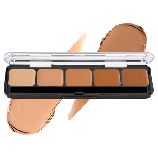 Graftobian HD Glamour Crème Foundation Palette (Warm #2) - High Definition 5 Color Makeup Palette, Cream Based Foundation Concealer and Contour Palette, Full Coverage - Medium Warm Skin Shades