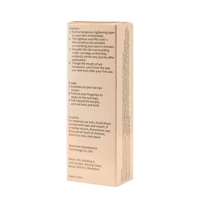 2Pack Instant Temporary Eye Cream Set,Visuasource 1ml Eye Tightening Serum Quickly Firming Reduces Under-eye puffiness,Dark Circles,Under-Eye Bags Instant Firm Eye Tightener Cream For Men Women