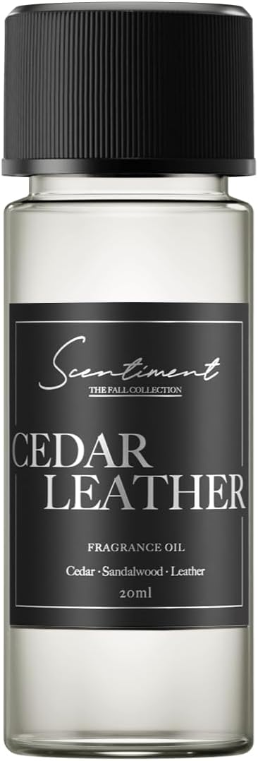 Cedar Leather Fall Collection Diffuser Oils | Aromatherapy Home Fragrance | Luxurious Scent with Lemon, Jasmine Sandalwood, Amber, Lavender, Vanilla, & Musk (20ml)