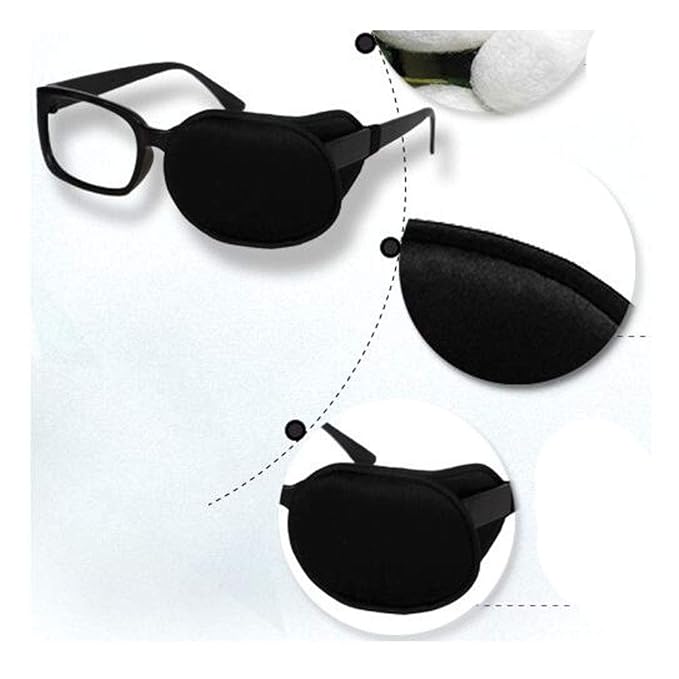Adult/Kids Silk Glasses Eye Mask Amblyopia Strabismus Lazy Eye Patches Treat Lazy Eye and Strabismus(Black)