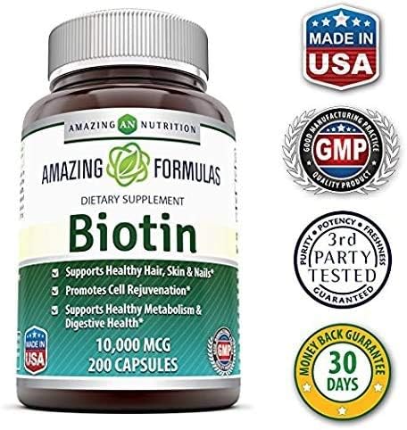 Amazing Nutrition Biotin 10,000 Mcg Dietary Supplement, 200 Capsules (200 Capsules (Pack of 3))