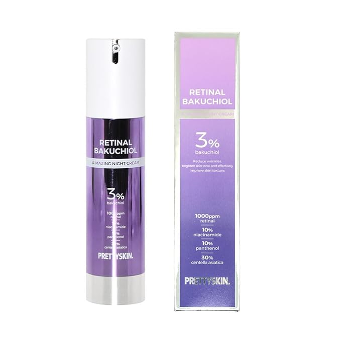 Retinal Bakuchiol At-home Night Cream Moisturizer for Face | Helps to reduce Wrinkles & Fine lines, Elasticity, Tone-up, Anti-aging, Centella Asiatica Extract 30%, Retinal 1,000 ppm (50g)