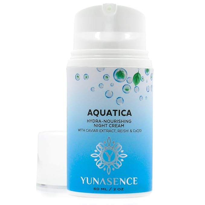 AQUATICA Hydra-Nourishing Night Cream with Caviar Extract, Reishi and CoQ10, 2oz. All natural gentle, soothing.