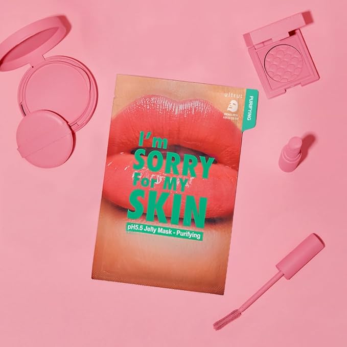 I'M SORRY FOR MY SKIN Jelly Mask Full Set for Skin Stress Relief, Korean Skin Care Travel Essentials Kit, K-Beauty Hydrating Face Mask Sheets, Gifts for Women (pH5.5 Pack of 5)