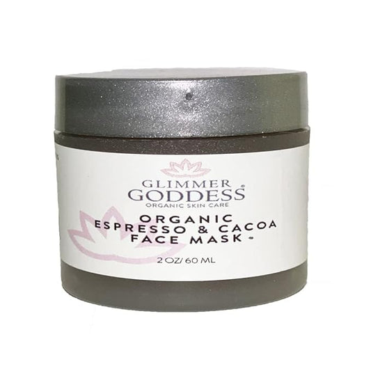 GLIMMER GODDESS Organic Espresso Coffee & Cocoa Face Mask - Moisturizing & Exfoliating, Anti-Aging, Vegan, 2 oz
