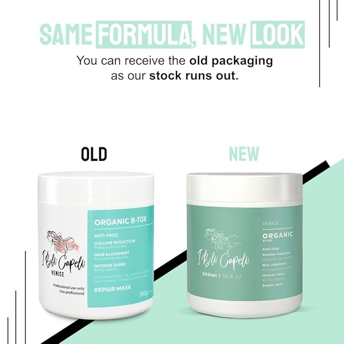 Venice B-tox Kit, Hair B-tox Treatment & Argan Oil Mask 250g - B-tox Capilar Para el Cabello, Formaldehyde-Free - Anti-Frizz, Smoothing, (1 B-tox+ 1 Mask)