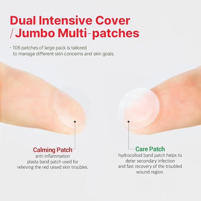 Ariul True AC Spot Cover Duo Set – Before & After Blemish Care, Hydrocolloid Patch with Salicylic Acid, Niacinamide, Tea Tree Oil & Cica, Ultra-Thin, Korean Skin Care, 106 Patches (Red - Duo Set)