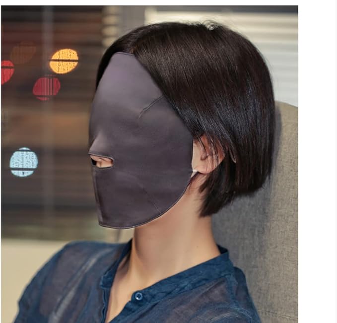 100% Silk Sleep Mask Modern Full Face Sleep Mask Soft Comfortable A Good Night’s Sleep Eye Mask with Adjustable Strap (Black)