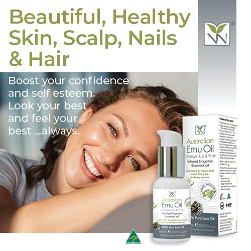 Y-Not Natural Ultra Pure Australian Emu Oil - Luxury Emu Oil 60mL - Free Range Aboriginal Omega 3, 6 & 9 Infused with Fragonia - The Ultimate Moisturizer for Skin, Hair, Nails, and Scalp
