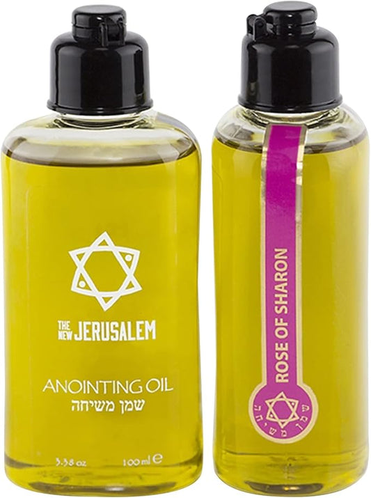 Rose of Sharon Anointing Oil from Israel, Holy Spiritual Oils Bottles from Jerusalem Blessed, Handmade with Natural Ingredients and Blessed for Wedding Ceremony, Religious Use, 3.4 Fl Oz