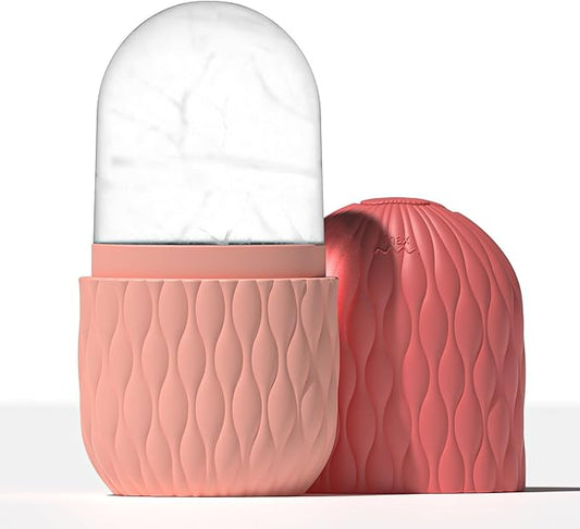 Ice Roller for Face, Ice Cube Facial Roller Massager, Reusable Silicone Face/Neck Ice Mold for Naturally Skin Care, De-Puff Eye Bags, Reduce Migraine Pain