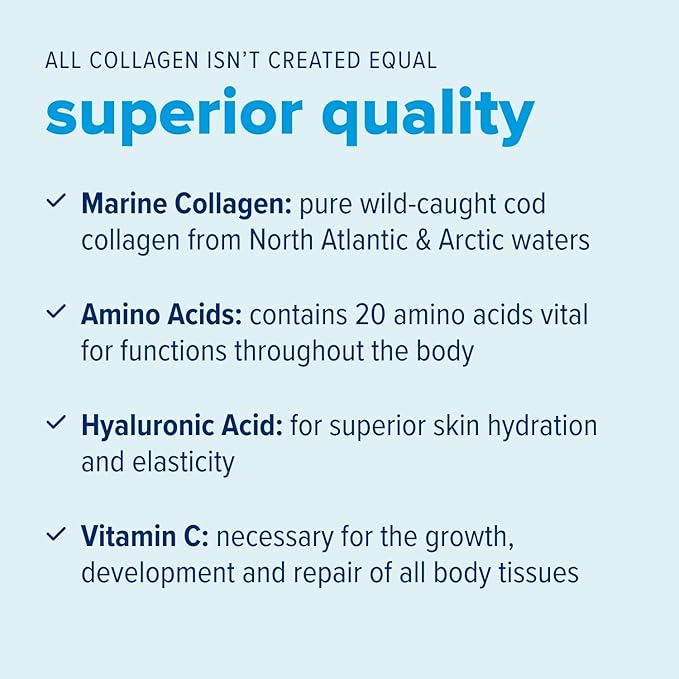 Just Bjorn Marine Collagen Peptides Starter Kit - Collagen Powder for Women & Men - Skin, Hair, Nail & Joint Support - Hyaluronic Acid, Vitamin C, Amino Acids - Unflavored (90 Servings)