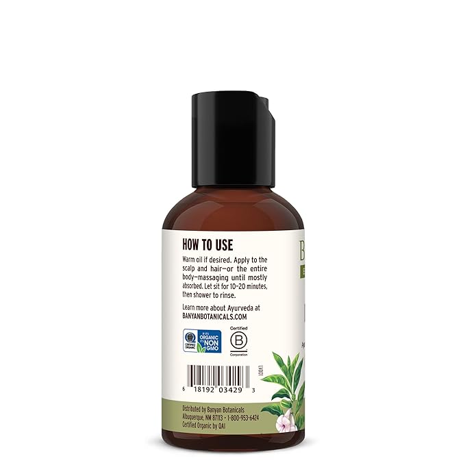 Banyan Botanicals Brahmi Oil with Sesame Base – Organic Ayurvedic Massage Oil with Gotu Kola and Bacopa ­­– Calming Massage Oil for Focus & Relaxation – 2 oz – Non GMO Sustainably Sourced Abhyanga Oil