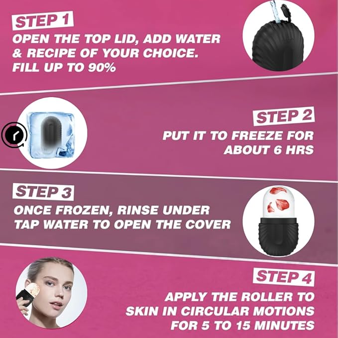 Ice Roller for Face and Eye Glow Naturally and Skincare, Ice Face Roller, Ice Facial Cube, Gua Sha Face Massage, Ice Roller Face for Beauty and Skin Care Gift for Men & Women Face Ice Roller (Black)