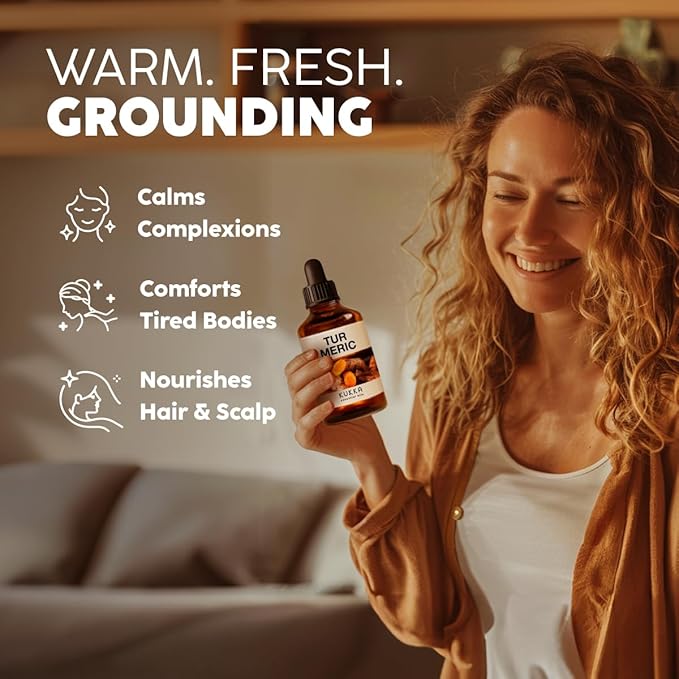 Kukka Turmeric Oil for Skin - 4 Fl Oz - 100% Pure Natural Turmeric Essential Oil, Herbaceous Scent, for Face, Hair, Aromatherapy, Candle & Making Scent DIY