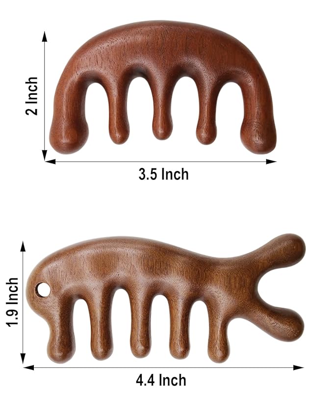 Wooden Scalp Massager Comb -Natural Sandalwood Wide Tooth Hair Comb for Women Men