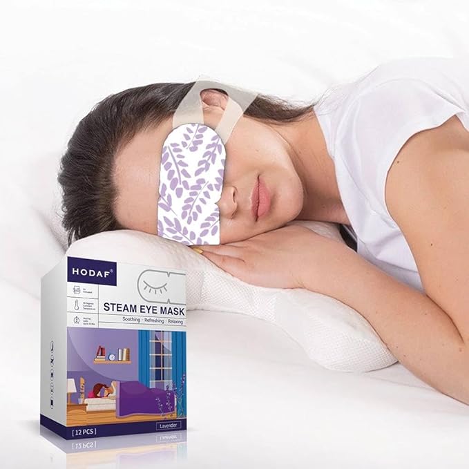 12 Packs Lavender Steam Eye Mask for Dry eyes, Heated eye mask Reduces Dark circle puffiness, Disposable Eye compress warm compress for eyes relax sleep mask