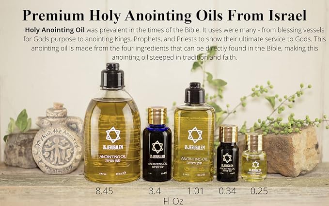 Holy Anointing Oil from Israel, Holy Spiritual Oils Bottles from Jerusalem Blessed, Handmade with Natural Ingredients and Blessed for Wedding Ceremony, Religious Use, 0.34 Fl Oz