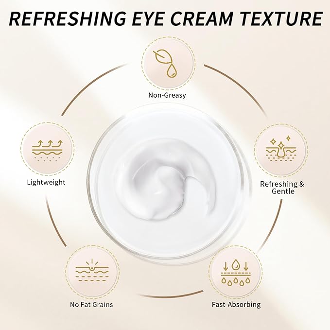 Under Eye Cream for Wrinkles, Skin Renewing Eye Cream With Peptides + Caffeine for Dark Circles and Puffiness, Anti Aging, Reduce Fine Lines and Under EyeBags, Fragrance Free
