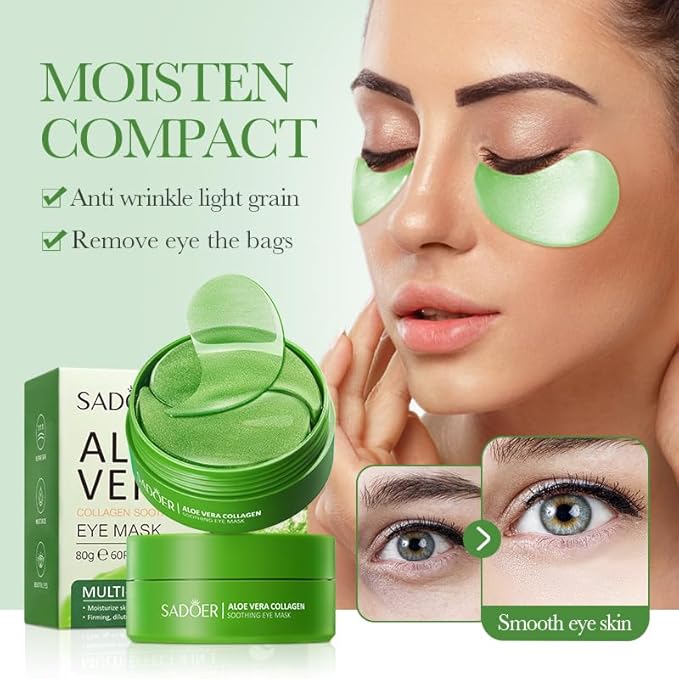 Under Eye Patches, 60PCS Aloe Vera Under Eye Mask for Dark Circles and Puffiness, Under Eye Gel Pads Improve Under Eye Bags, Fine Lines and Wrinkles (60pcs eye patch)