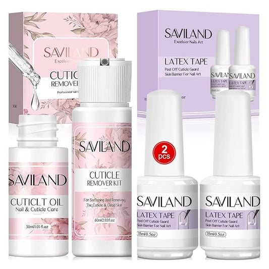 Saviland Cuticle Remover and Cuticle Oil Kit and Liquid Latex for Nails