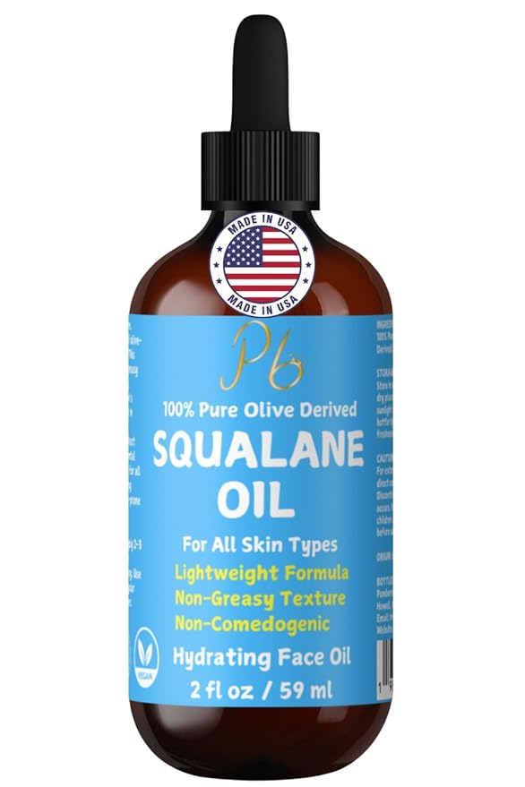 100% Pure Squalane Oil – Hydrating & Anti-Aging Moisturizer – Lightweight, Non-Greasy & Fast-Absorbing – Plant-Derived & Non-Comedogenic – Squalane for Face, Skin & Hair, 2 fl oz