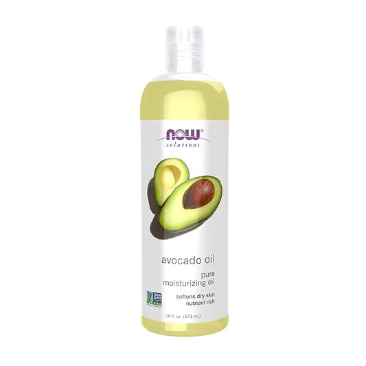 NOW Foods Solutions, Avocado Oil, 100% Pure Moisturizing Oil, Nutrient Rich and Hydrating, 16-Ounce