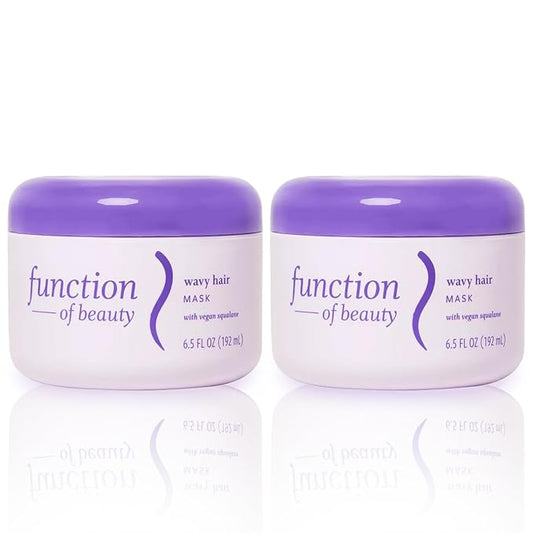 FUNCTION OF BEAUTY Hair Mask for Wavy Hair, 6.5 oz Each (2-Pack) - Deep Conditioning Formula With Argan Oil to Restore Shine & Vegan Squalane to Prevent Hair Breakage, Customizable Haircare