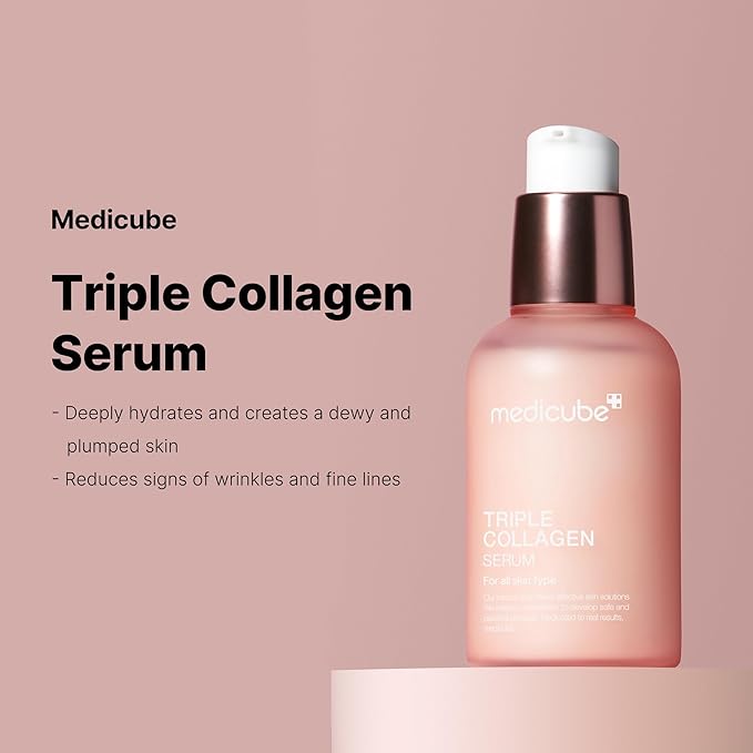 medicube Ultimate Pink Glow Skincare Trio: Mini Booster Pro Pink and Collagen Overnight Wrapping Peel Off Facial Mask Pack and Triple Collagen Serum 1.85 fl.oz (50ml)