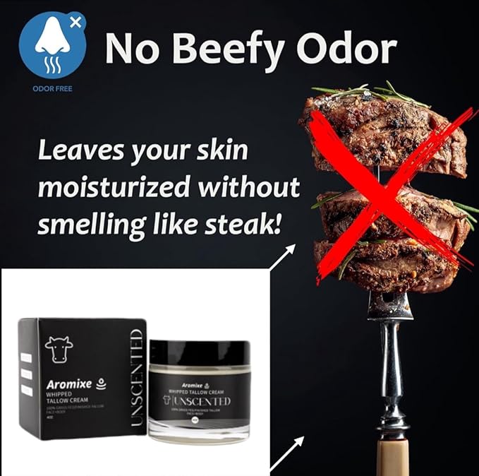 Halal Whipped Tallow Moisturizer for Face and Body - 100% Natural, Grass-Fed, and Sensitive Skin Friendly - 4oz