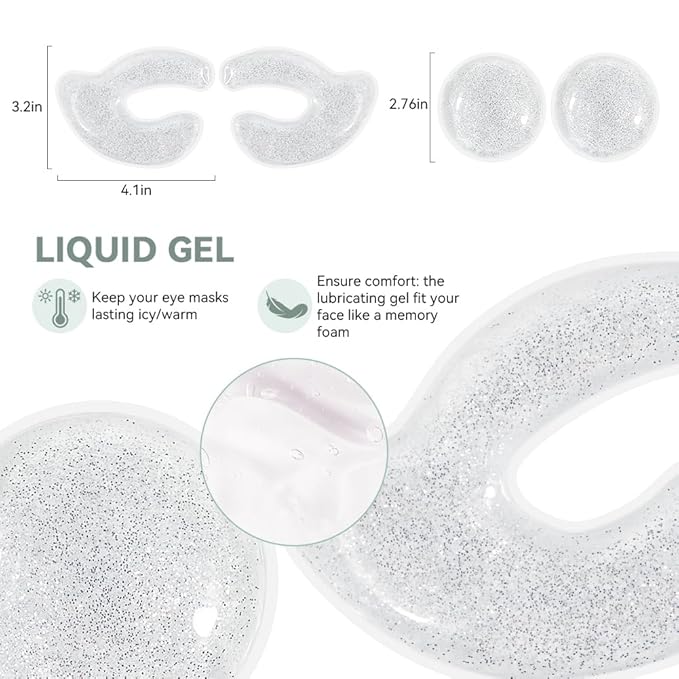 Reusable Eye Gel Cooling Pads and Silicone Eye Patches 6 Pairs, Eye Wrinkle Patches Reusable Under Eye Mask Plump Fine Lines, Hot Cold Treatment for Redness, Tin Case(Grey)