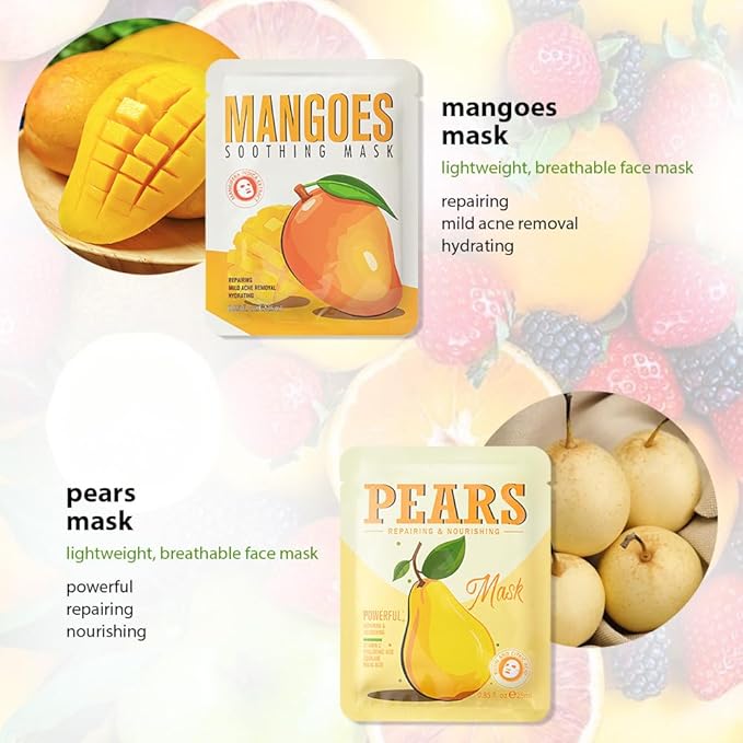 Face Sheet Mask Skincare,Hydrating Spa Face Mask For Sensitive Skin,Moisturize,Nourish for All Skin Types,Natural Skin Care Spa Face Mask for Women Men Girls,Pack of 6