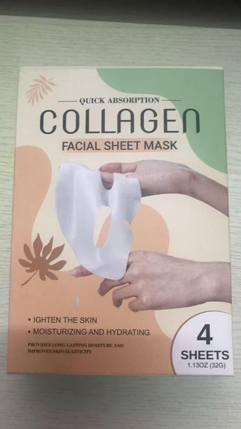 Collagen Face Mask, Face Masks Skincare for Women Men - Travel Essentials, Overnight Face Mask, 32g x 4ea