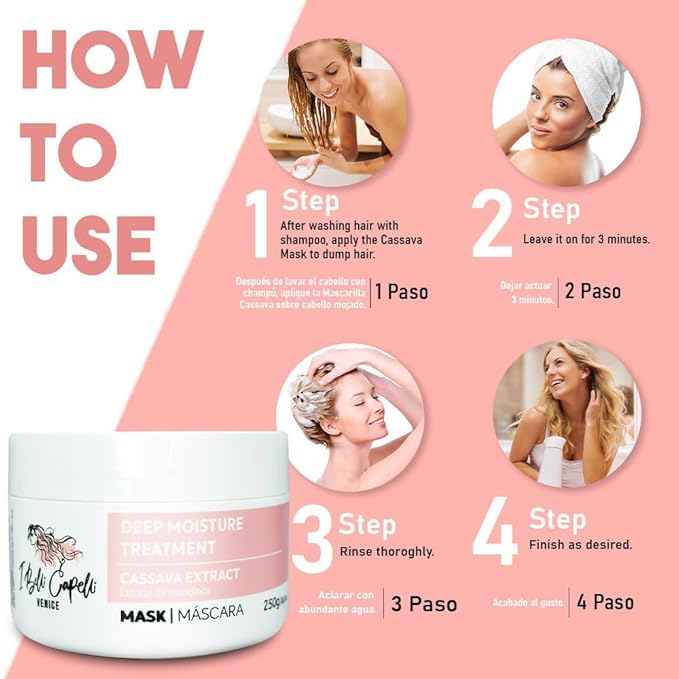 Venice B-tox Kit, Hair B-tox Treatment & Argan Oil Mask 250g - B-tox Capilar Para el Cabello, Formaldehyde-Free - Anti-Frizz, Smoothing, (1 B-tox+ 1 Mask)