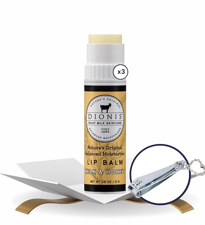 Goat Milk Milk and Honey Scent Lip Balm 0.28 oz Bundle with Nail Clipper - Moisturizing Lip Milk with Shea Butter, Coconut Oil, and Beeswax - Repair Chapped Lips - (4 Items)