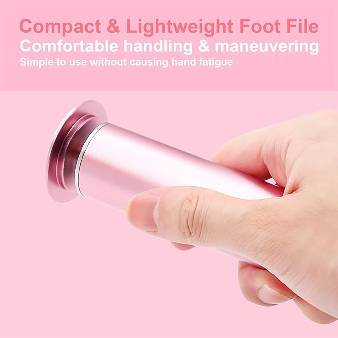 Electric Foot File - Callus Remover for Feet,Professional Pedicure Tool for Dead Skin and Calluses,Adjustable Speed Foot File with 60 Pcs Sandpaper Discs - Pink