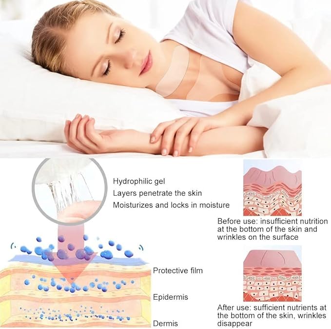 Neck wrinkle patches - chest & Neck wrinkle Treatment - silicone patches for wrinkle 4 pcs - Reusable Grade Anti-Ageing chest wrinkle Pad