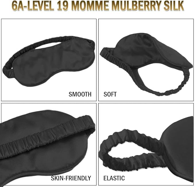 100% Natural Mulberry Soft Silk Sleep Mask, Light Blocking Eye Masks For Sleep, Night Blindfold Eye Mask Cover For Men And Women, Sleeping Night Mask For Travel