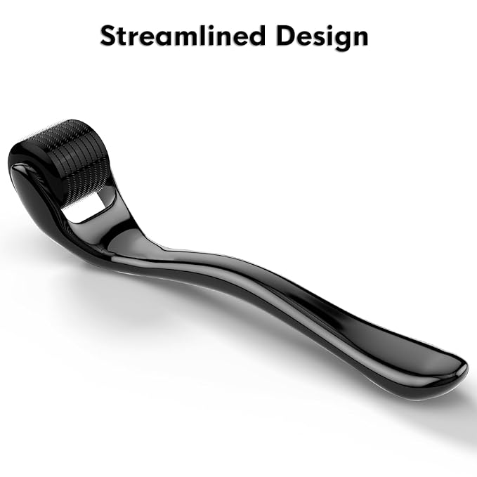 540 Titanium Derma Roller For Face Hair Beard，Scalp Derma Roller， Beard Microneedle Roller，Personal Use Microneedling Roller Microdermabrasion Cosmetic Beauty Instrument For Men Women（Black 1.o）